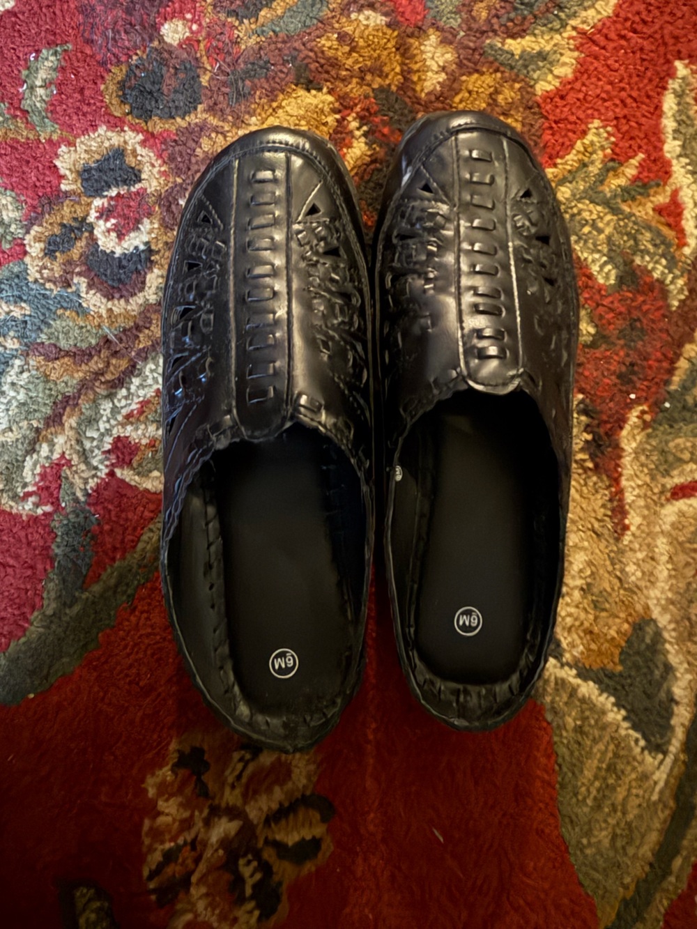 Women’s Black Slip-On Woven Leather Loafers